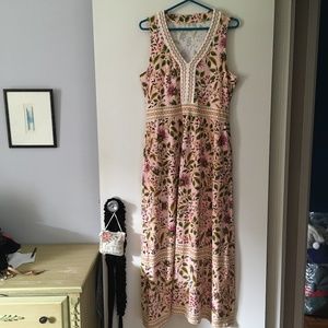 SPARTINA 449 Gabrielle Pima Cotton Multicolor Floral Sleeveless Midi Dress S